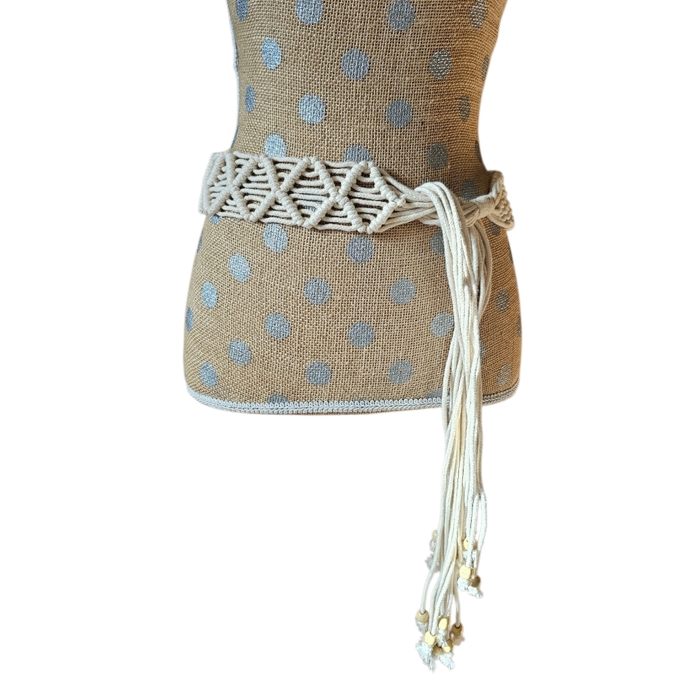 Macrame Tassel Tie Belt With Wooden Beads